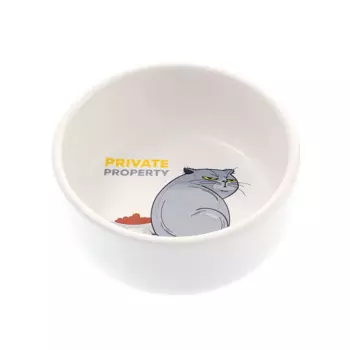 Petmax Миска керамическая с рисунком для кошек, 300 мл, белая