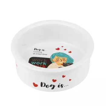 Petmax Миска для кошек с рисунком Кошка 200мл 11см белая керамика