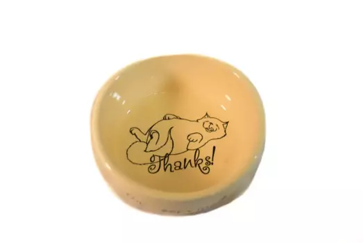 Petmax Миска для кошек Thanks for service 300мл 11см бежевая керамика