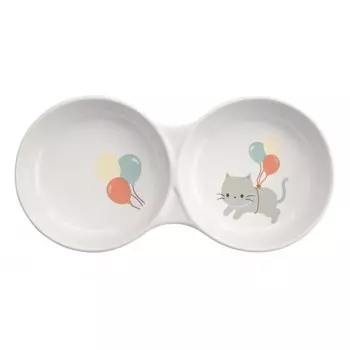 Petmax Миска для котят двойная белая керамика