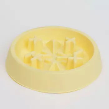 Petmax Миска для медленного кормления кошек и собак, 22х4 см, желтая