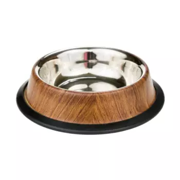 Petmax Миска для собак металл дерево резиновое основание 240мл