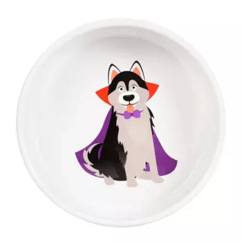 Petmax Миска Happy Halloween Хаски белая керамика 800мл