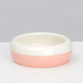Petmax Миска керамическая для грызунов, 150 мл, бело-розовый