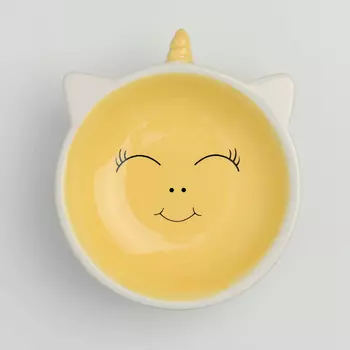 Petmax Миска керамическая для грызунов Единорог, 150 мл, желтый