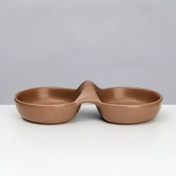 Petmax Миска керамическая двойная для кошек и собак, 2x80 мл, коричневый