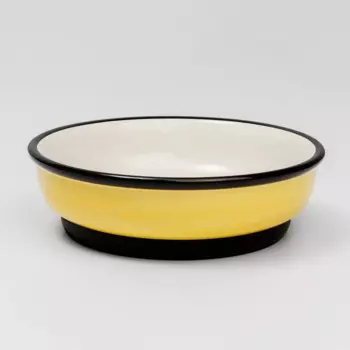 Petmax Миска керамическая с нескользящим дном для кошек Пчелы, 15,5x4,7 см, желтая