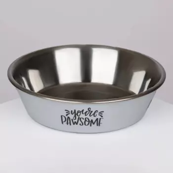 Petmax Миска металлическая для собак, 22 см, серая