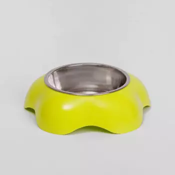 Petmax Миска металлическая с подставкой для кошек и собак, 170 мл, зеленая