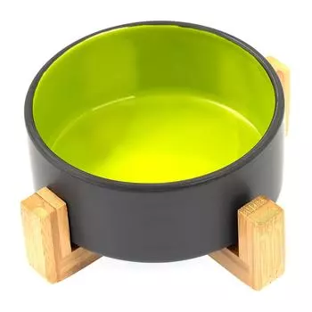 Petmax Миска салатовая, основание бамбук 13см