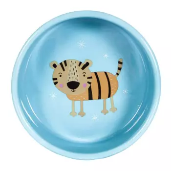 Petmax Миска Зимняя с тигром голубая керамика 300мл