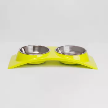 Petmax Миски металлические на подставке для кошек и собак, 300 мл, зеленый