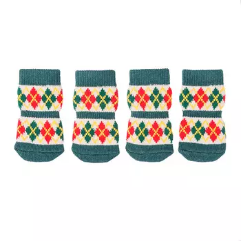 Petmax Носки для собак с узором S зеленый (унисекс)