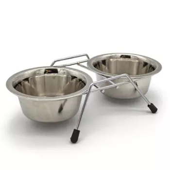 Petmax Миски металлические на подставке для собак, 2 шт. по 370 мл