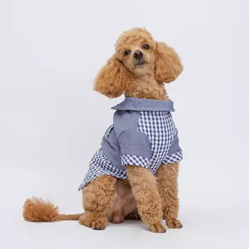 Petmax Рубашка в клетку для кошек и собак, S, синяя