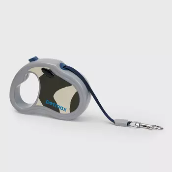 Petmax Рулетка для собак, XS, до 15 кг, ремень 3 м, черно-серый