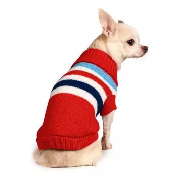 Petmax Свитер для собак красный с полосками 20см