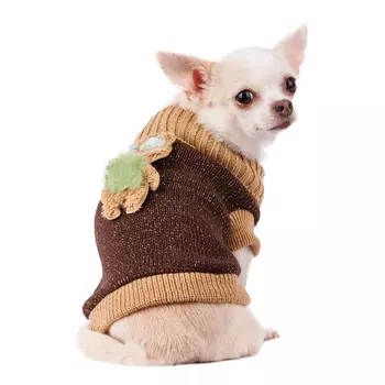 Petmax Свитер для собак с аппликацией 25см S коричневый (унисекс)
