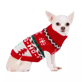Petmax Свитер для собак с елками 25см S красный (унисекс)