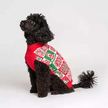 Petmax Свитер красный птички L