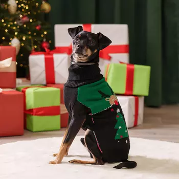 Petmax Свитер новогодний для кошек и собак, XL, черный