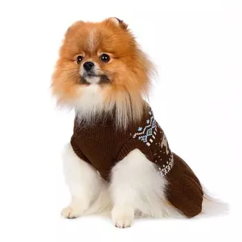 Petmax Свитер-платье для собак коричневый Олени 20см