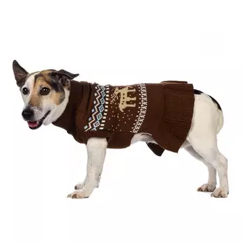 Petmax Свитер-платье для собак коричневый Олени 40см