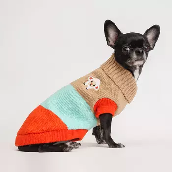 Petmax Свитер полосатый с овечкой для кошек и собак, M