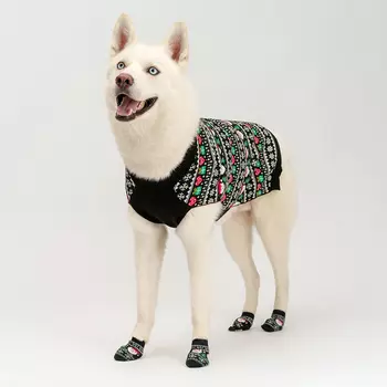 Petmax Свитер с Дедом Морозом для собак, 5XL, черный