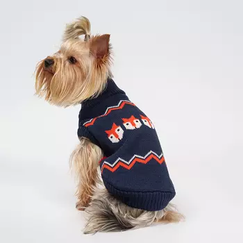 Petmax Свитер с лисами для кошек и собак, XS, синий