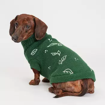 Petmax Свитер с листочками для кошек и собак, 2XL, зеленый