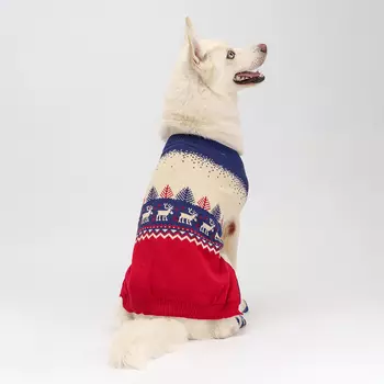 Petmax Свитер с оленями для собак, 4XL, красно-синий