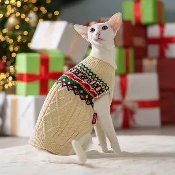 Petmax Свитер с узорами для кошек и собак, XS, белый