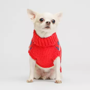 Petmax Свитер с узором для кошек и собак, M, оранжевый