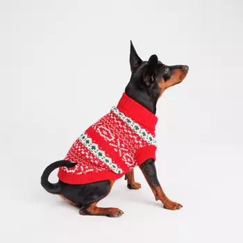 Petmax Свитер с узором для кошек и собак, S, красный
