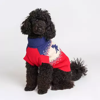 Petmax Свитер сине-красный елочки XL