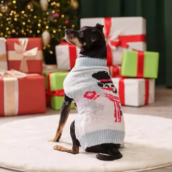 Petmax Свитер со снеговиком для кошек и собак, XL, голубой