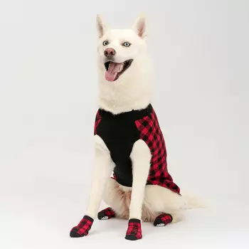 Petmax Свитер в клетку для собак Merry Christmas, 5XL, красно-черный