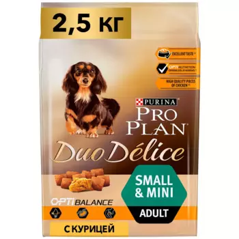 Pro Plan ® Duo Delice Сухой корм для взрослых собак мелких и карликовых пород, с высоким содержанием курицы, 2,5 кг