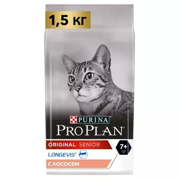 Pro Plan ® Сухой корм для кошек старше 7 лет, с высоким содержанием лосося, 1,5 кг