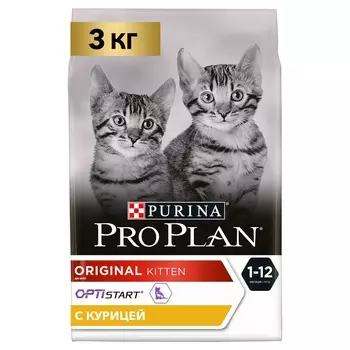 PRO PLAN® Original Kitten Сухой корм для котят в возрасте до года, с курицей, 3 кг