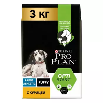 Pro Plan ® Сухой корм для щенков крупных пород с атлетическим телосложением, с высоким содержанием курицы, 3 кг