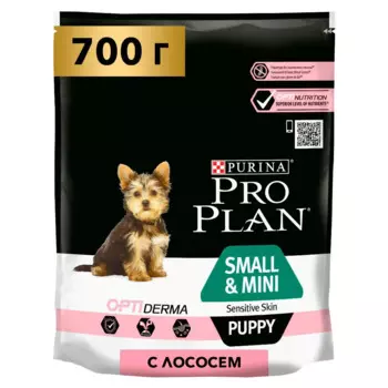 PRO PLAN® Sensitive Skin Puppy Сухой корм для щенков для мелких и карликовых пород с чувствительной кожей, с лососем, 700 гр.