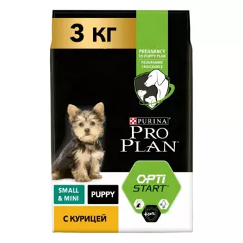 ProPlan Healthy Start Сухой корм для щенков мелких и карликовых пород, с курицей, 3 кг