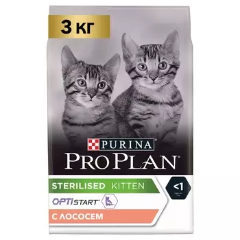 PRO PLAN® Sterilised сухой корм для котят для стерилизованных с лососем, 3 кг