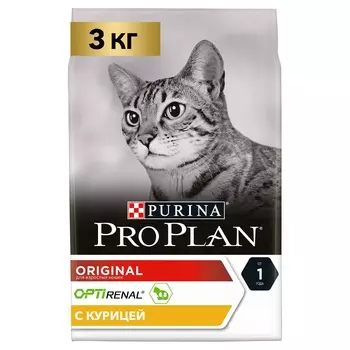 ProPlan Renal Plus Сухой корм для поддержания здоровья почек у взрослых кошек, с высоким содержанием курицы, 3 кг