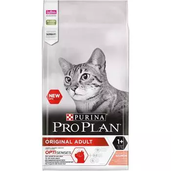 PRO PLAN® Original Adult Optisenses Сухой корм для поддержания здоровья органов чувств у взрослых кошек, с высоким содержанием лосося, 10 кг