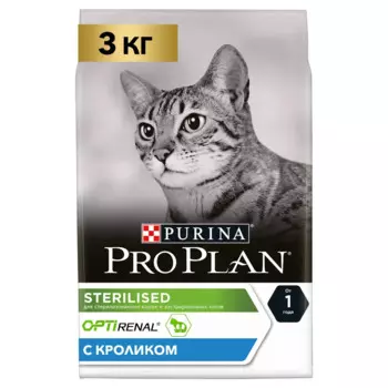 ProPlan Sterilised Adult Renal Plus Сухой корм для взрослых стерилизованных кошек, с кроликом, 3 кг