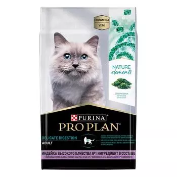 ProPlan Nature Elements Сухой корм для взрослых кошек с чувствительным пищеварением или особыми предпочтениями в еде, с индейкой, 7 кг