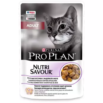 ProPlan Maintenance Влажный корм (пауч) для взрослых кошек, с индейкой в желе, 85 гр.